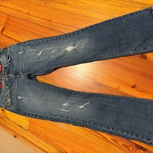 Express Women's Boot Cut Jeans - Distressed Blue